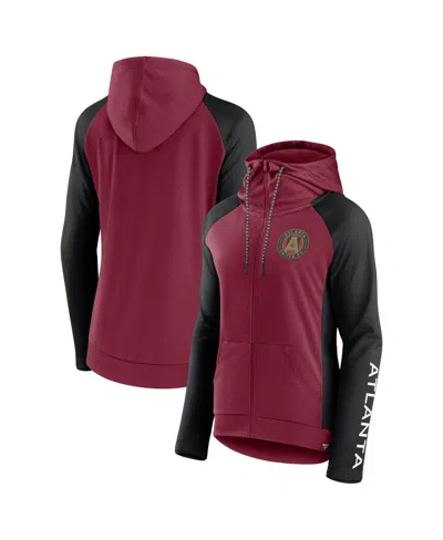 Fanatics Women's Red/black Atlanta United Fc Iconic Raglan Full-zip Hoodie In Red,black