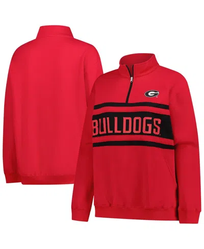 Fanatics Women's Red/black Georgia Bulldogs Plus Size Quarter-zip Pullover Hoodie