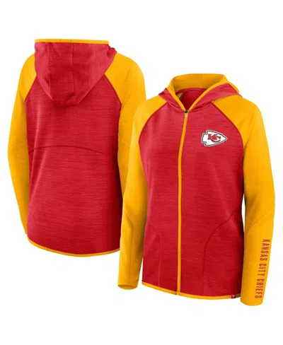 Fanatics Women's Red/gold Kansas City Chiefs Redzone End Around Pass Raglan Full-zip Hoodie In Multi