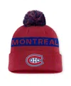 Fanatics Women's Red/navy Montreal Canadiens Authentic Pro Rink Cuffed Pom With Knit Hat In Multi