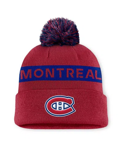 Fanatics Women's Red/navy Montreal Canadiens Authentic Pro Rink Cuffed Pom With Knit Hat In Multi