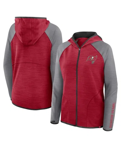 Fanatics Women's Red/pewter Tampa Bay Buccaneers Redzone End Around Pass Raglan Full-zip Hoodie In Burgundy