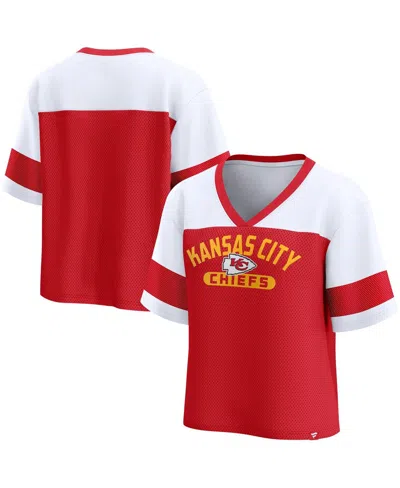 Fanatics Women's Red/white Kansas City Chiefs Homeschool Jersey Poly V-neck Fashion Top In Red,white