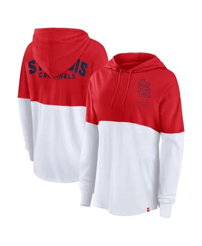 Fanatics Women's Red/white St. Louis Cardinals Backup Option Pullover Hoodie In Red,white