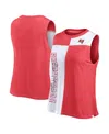 Fanatics Women's Red/white Tampa Bay Buccaneers Script Color Block Tank Top In Multi