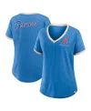 Fanatics Women's Royal Atlanta Braves Binge Worthy Stadium Slub V-neck T-shirt In Royal