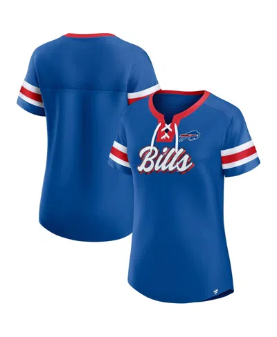Fanatics Women's Royal Buffalo Bills Iconic Bling Athena Lace-up V-neck T-shirt