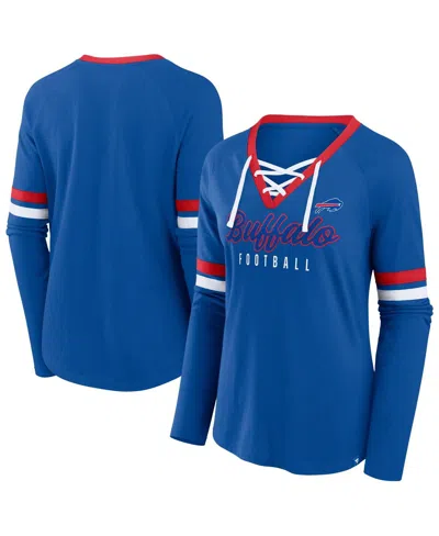 Fanatics Women's Royal Buffalo Bills Plus Size Won Done Lace-up V-neck Long Sleeve T-shirt