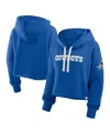Fanatics Women's Royal Dallas Cowboys Oversized Hometown Heritage Cropped Hoodie In Blue
