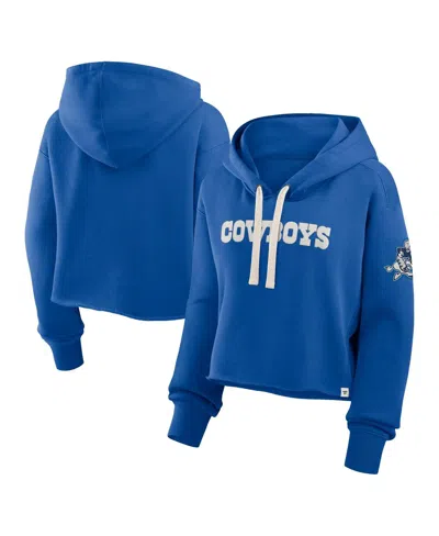 Fanatics Women's Royal Dallas Cowboys Oversized Hometown Heritage Cropped Hoodie In Blue