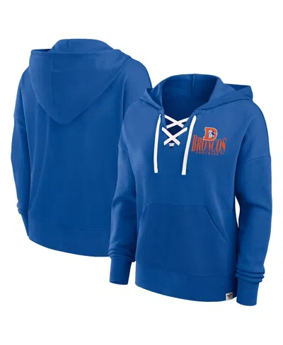 Fanatics Women's Royal Denver Broncos Blitz Left Lace-up Pullover Hoodie In Blue