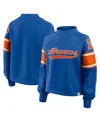 Fanatics Women's Royal Denver Broncos Oversized Hometown Toss Sweep Mock Neck Pullover Hoodie In Blue