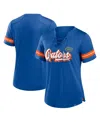 Fanatics Women's Royal Florida Gators Plus Size Overtime Readiness Lace-up T-shirt In Blue