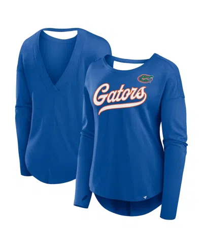 Fanatics Women's Royal Florida Gators Training Camp Core Long Sleeve V-neck Fashion T-shirt In Blue