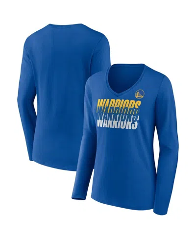 Fanatics Women's Royal Golden State Warriors Iconic Tumble Long Sleeve V-neck T-shirt In Blue