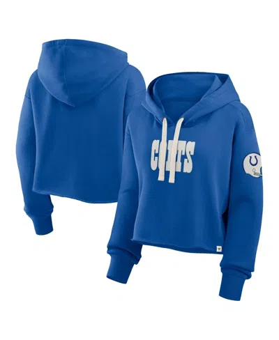 Fanatics Women's Royal Indianapolis Colts Oversized Hometown Heritage Cropped Hoodie In Blue