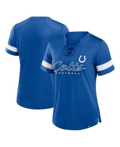 Fanatics Women's Royal Indianapolis Colts Play Script Lace-up T-shirt In Blue