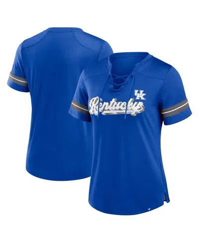 Fanatics Women's Royal Kentucky Wildcats Fundamental Overtime Readiness Athena Lace-up V-neck T-shirt In Blue
