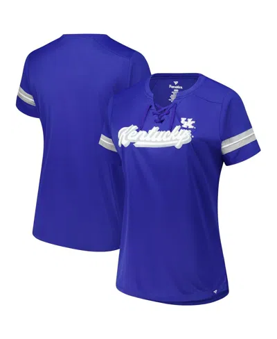 Fanatics Women's Royal Kentucky Wildcats Plus Size Overtime Readiness Lace-up T-shirt In Blue