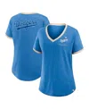 Fanatics Women's Royal Los Angeles Dodgers Binge Worthy Stadium Slub V-neck T-shirt In Royal
