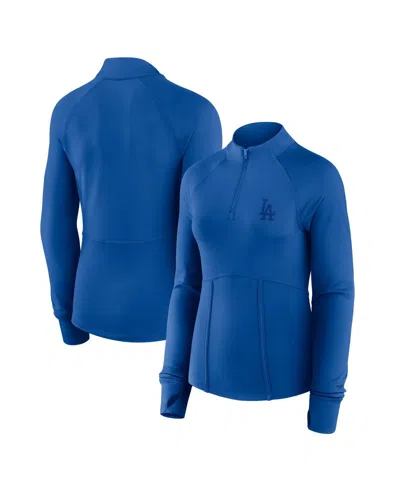 Fanatics Women's Royal Los Angeles Dodgers Elements Raglan Tri-blend Quarter-zip Top In Blue