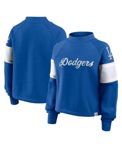Fanatics Women's Royal Los Angeles Dodgers Oversized Toss Sweep Raglan Pullover Sweatshirt In Blue