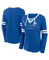 Fanatics Women's Royal Los Angeles Dodgers Won Done Raglan Lace-up Long Sleeve T-shirt