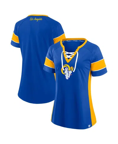 Fanatics Women's Royal Los Angeles Rams Athena Lace-up Top In Blue