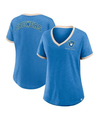 Fanatics Women's Royal Milwaukee Brewers Binge Worthy Stadium Slub V-neck T-shirt