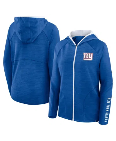 Fanatics Women's Royal New York Giants Redzone End Around Pass Raglan Full-zip Hoodie In Blue