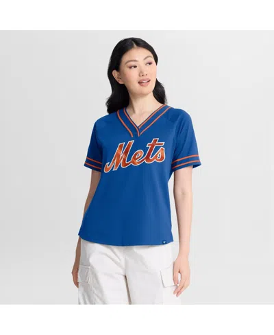 Fanatics Women's Royal New York Mets Diva Race Ahead Raglan V-neck T-shirt In Blue