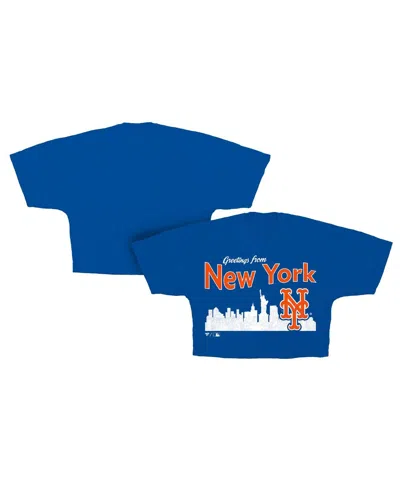 Fanatics Women's Royal New York Mets Skyline Crop T-shirt In Blue