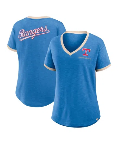 FANATICS WOMEN'S ROYAL TEXAS RANGERS BINGE WORTHY STADIUM SLUB V-NECK T-SHIRT