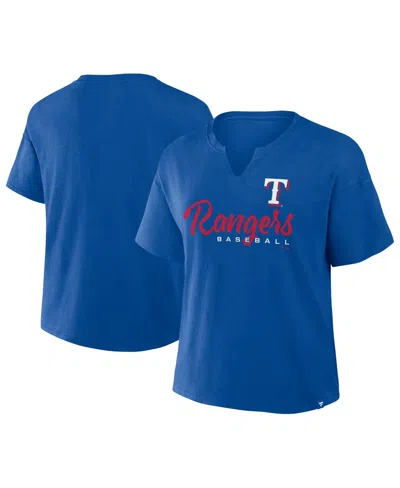 Fanatics Women's Royal Texas Rangers Fan Fave Stadium Slub Boxy T-shirt