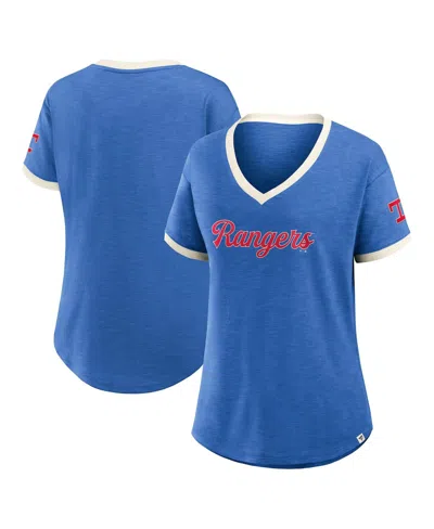 Fanatics Women's Royal Texas Rangers Relaxed Fit Vintage Play Slub V-neck Fashion Top In Blue