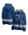 Fanatics Women's Royal/gray Indianapolis Colts Huddle Up Fundamental Fleece Color Block Pullover Hoodie In Multi