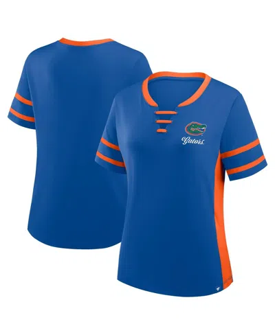Fanatics Women's Royal/orange Florida Gators Be Fearless Athena Lace-up T-shirt In Multi