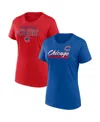 Fanatics Women's Royal/red Chicago Cubs Risk T-shirt Combo Pack In Navy,red
