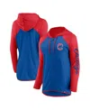 Fanatics Women's Royal/red Chicago Cubs Script Sleeve Full-zip Hoodie In Royal,red