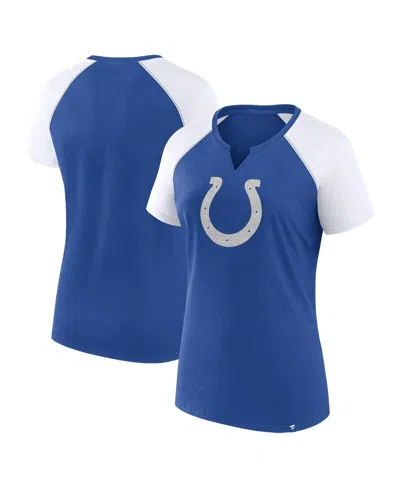 Fanatics Women's Royal/white Indianapolis Colts Glittered Primary Raglan T-shirt In Blue