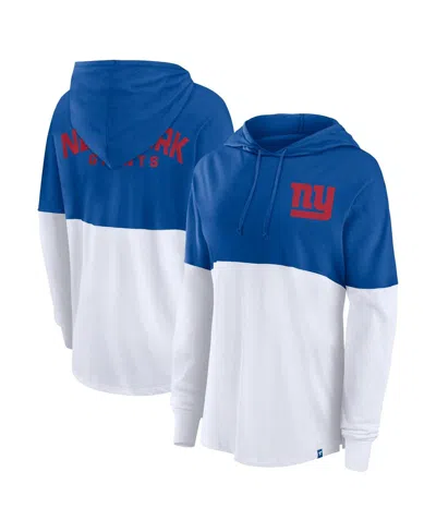 Fanatics Women's Royal/white New York Giants Backup Option Long Sleeve Hoodie T-shirt In Blue