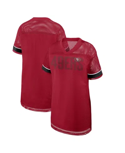 Fanatics Women's San Francisco 49ers Oversized Mesh Team First Deep Route V-neck Dress In Multi