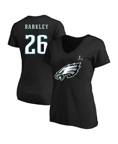 Fanatics Women's Saquon Barkley Black Philadelphia Eagles Super Bowl Lix Plus Size Player Name Number V-neck