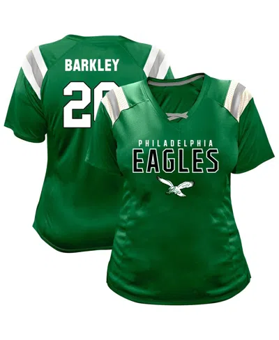 Fanatics Women's Saquon Barkley Kelly Green Philadelphia Eagles Plus Size Name Number Raglan Lace V-neck T-sh