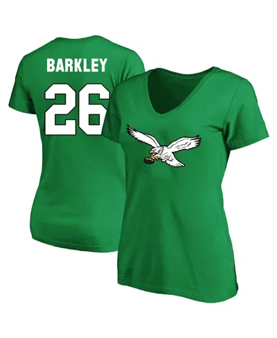Fanatics Women's Saquon Barkley Kelly Green Philadelphia Eagles Plus Size Name Number V-neck T-shirt