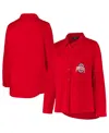 Fanatics Women's Scarlet Ohio State Buckeyes Plus Size Button-up Shacket In Scarlet
