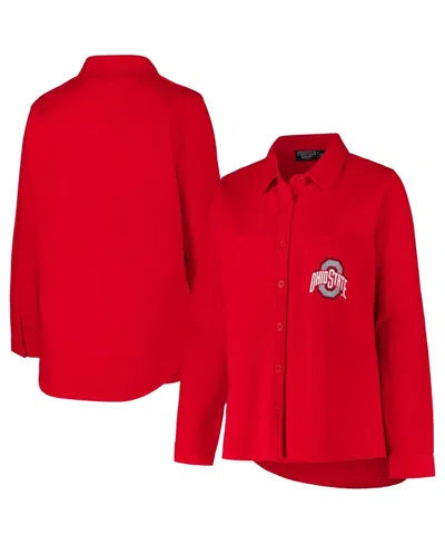 Fanatics Women's Scarlet Ohio State Buckeyes Plus Size Button-up Shacket
