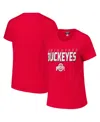 Fanatics Women's Scarlet Ohio State Buckeyes Plus Size Lean Scoop Neck T-shirt In Red