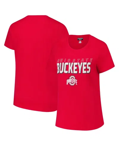 Fanatics Women's Scarlet Ohio State Buckeyes Plus Size Lean Scoop Neck T-shirt In Red
