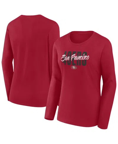 Fanatics Women's Scarlet San Francisco 49ers Long Sleeve Scoop Neck T-shirt In Red